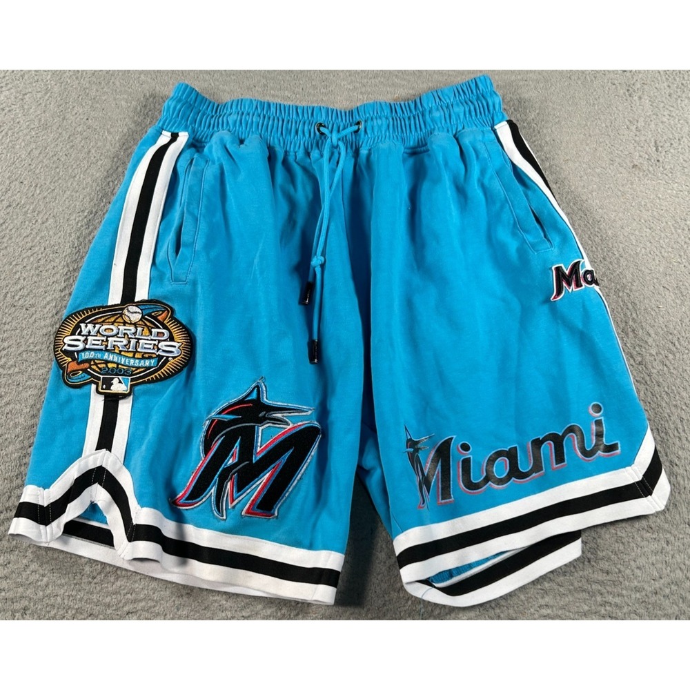 Pro Standard Shorts Men's‎ 2XL Blue Miami Marlins 100th Anni. World Series 2003